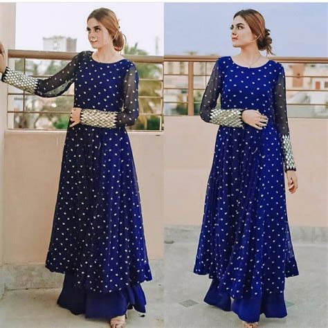 navy blue and grey combination dress